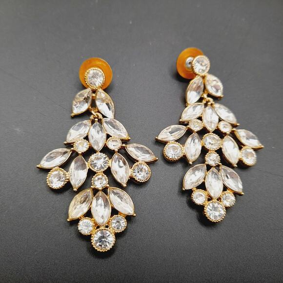 MONET Rhinestone Chandelier Earrings – Wedding / Holiday Glam - Picture 11 of 14